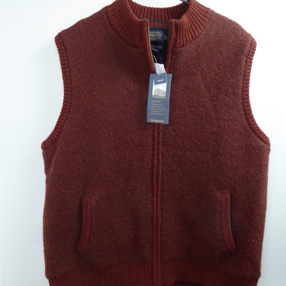 Pendleton Fleece Lined Washable Shetland Wool Cardigan Sweater Vest Full Zip NWT - Picture 2 of 8